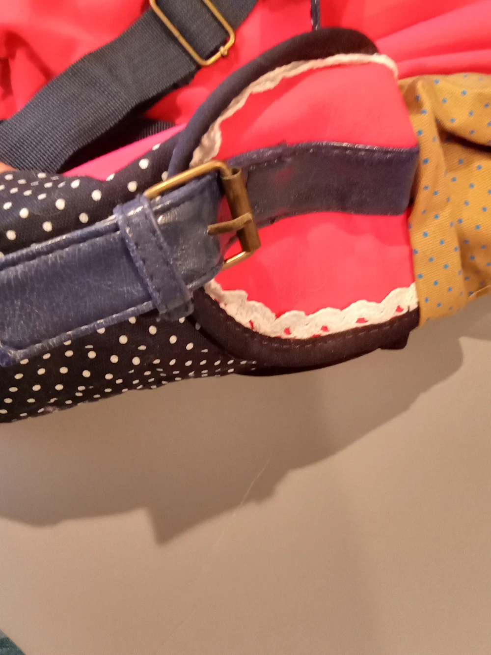 Pink and Navy Cat Appliqué Women's Large Backpack